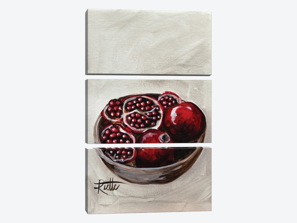 Pomegranates In Bowl by Rut Art Creations 3-piece Canvas Artwork