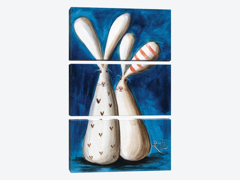 Set Of Two Bunnies by Rut Art Creations 3-piece Canvas Artwork