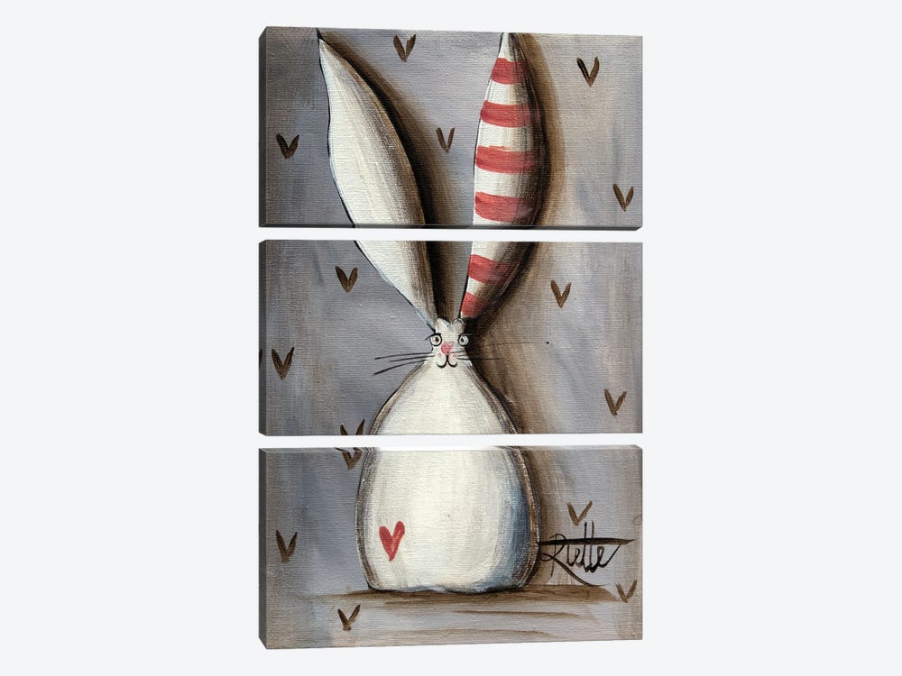 Stripe Ear Bunny by Rut Art Creations 3-piece Canvas Wall Art