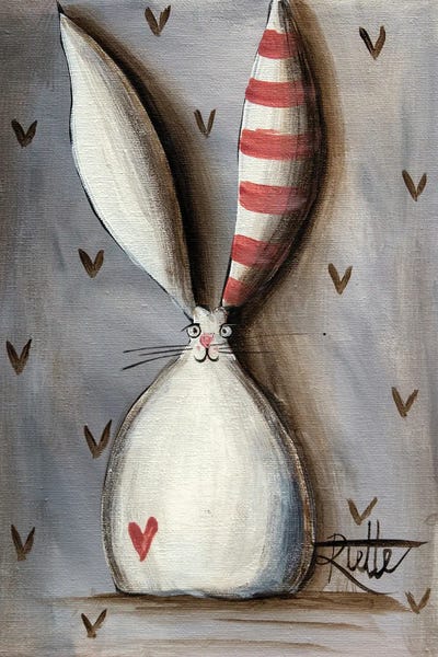 Canvas Print: Stripe Ear Bunny by Rut Art Creations