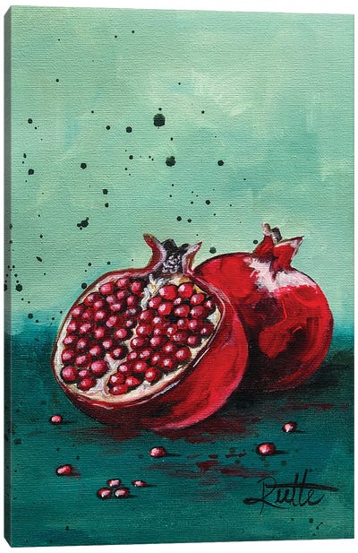 Turquoise Pomegranate Canvas Art Print - Rut Art Creations
