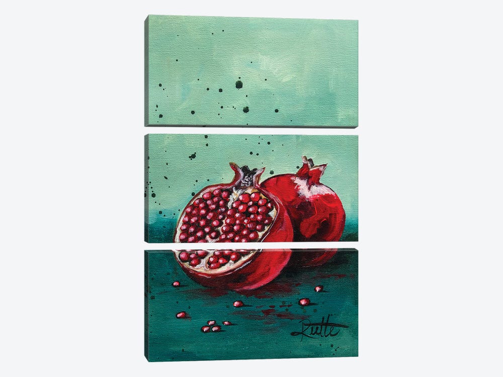 Turquoise Pomegranate by Rut Art Creations 3-piece Canvas Art Print