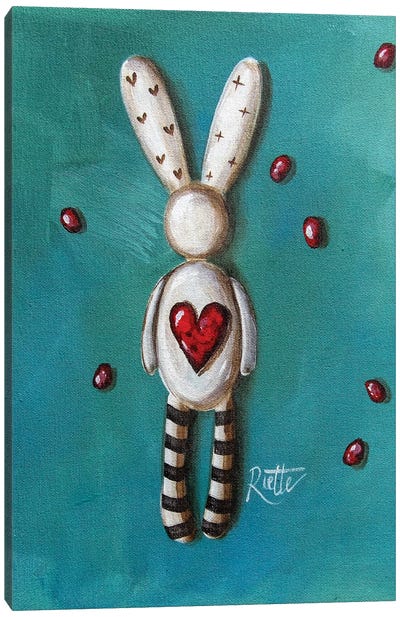Love Bunny Canvas Art Print - Turquoise Art