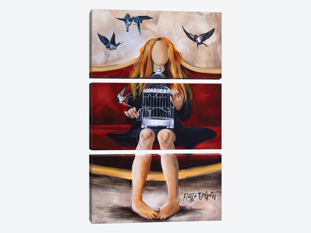 Red Hair Girl by Rut Art Creations 3-piece Canvas Print