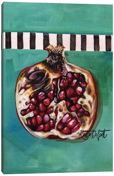 Teal Pomegranate Canvas Art Print - Stripe Patterns