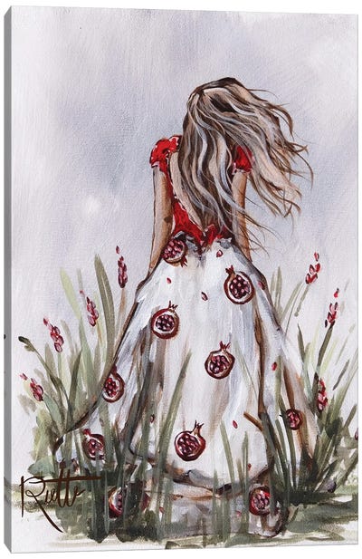 Pomegranate Dress Canvas Art Print - Rut Art Creations