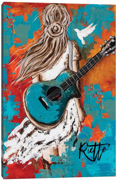 Colourful Guitar Canvas Art Print - Dove & Pigeon Art