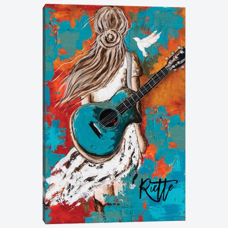 Colourful Guitar Canvas Print #RAZ187} by Rut Art Creations Canvas Wall Art