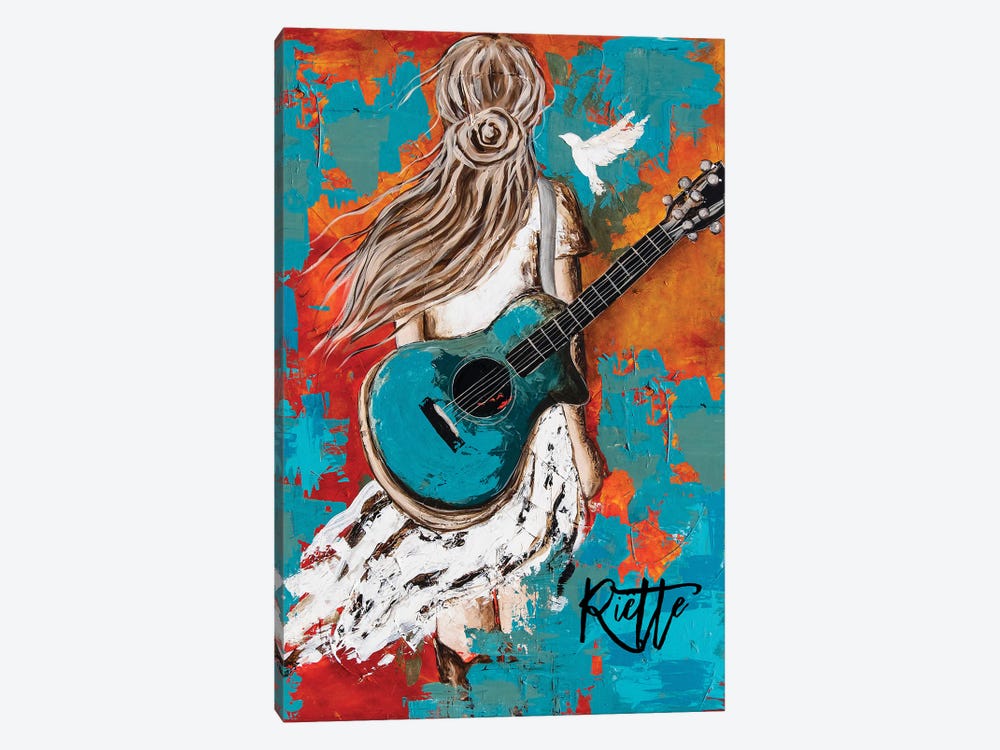 Colourful Guitar by Rut Art Creations 1-piece Canvas Art