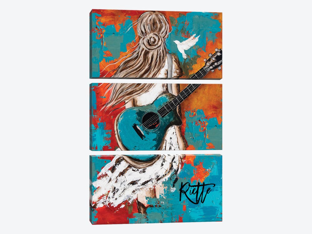 Colourful Guitar by Rut Art Creations 3-piece Canvas Art