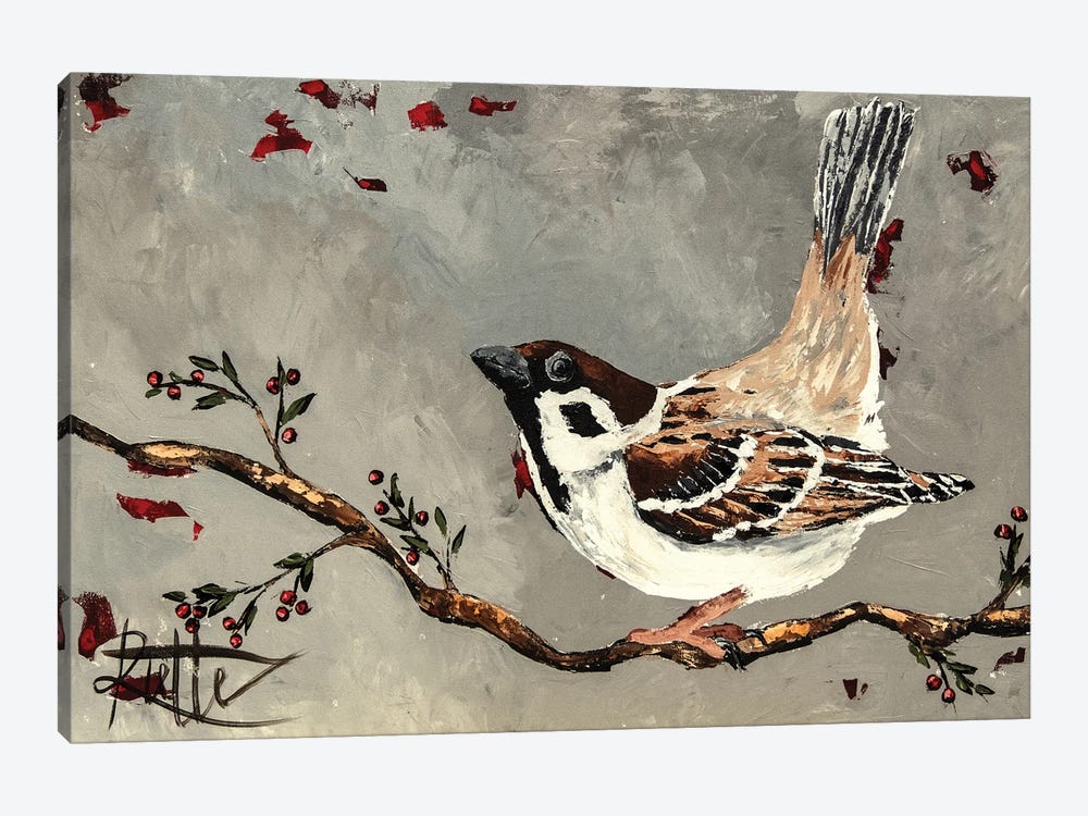 Sparrow On Branch by Rut Art Creations 1-piece Canvas Art