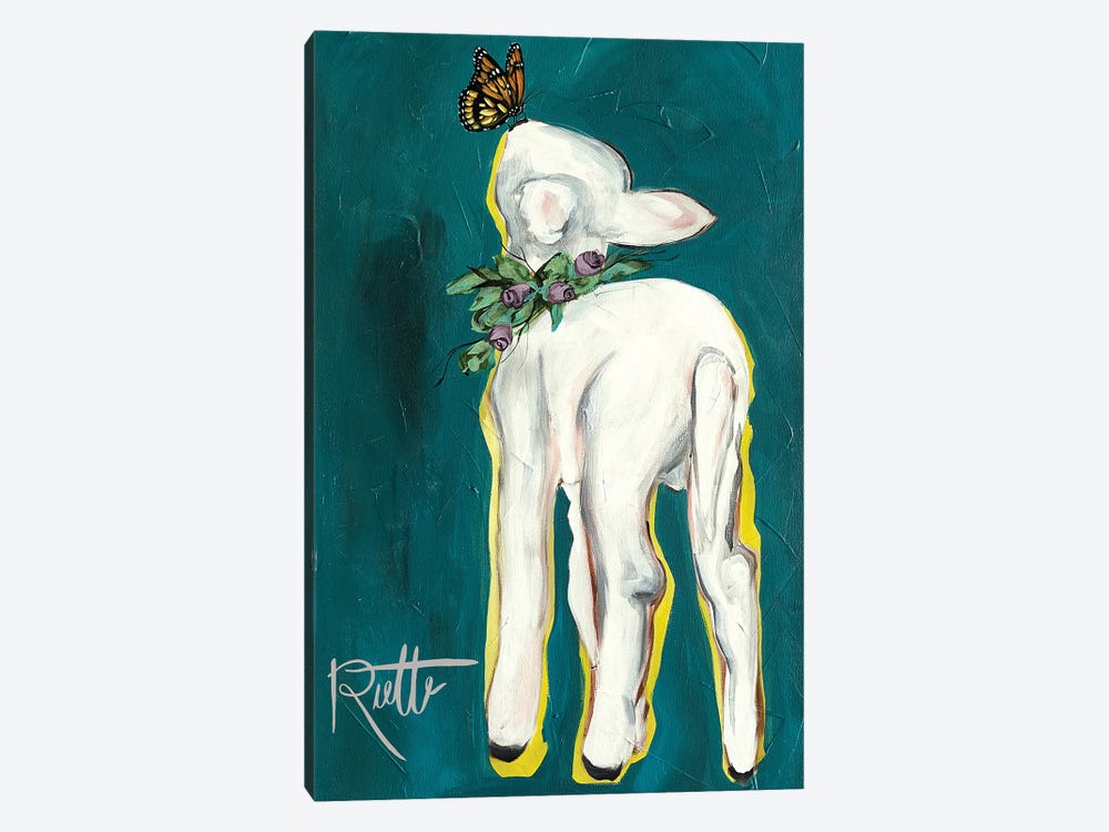 Little Sheep And Butterfly by Rut Art Creations 1-piece Canvas Artwork