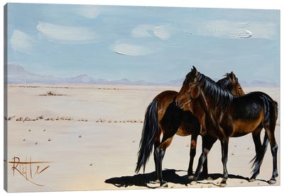 Naukluft Wild Horses Canvas Art Print - Rut Art Creations