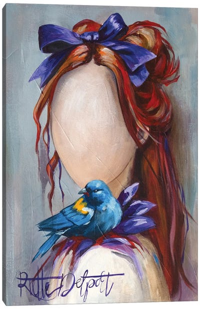 Blue Bird Nest Canvas Art Print - Rut Art Creations