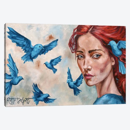 Blue Birds Canvas Print #RAZ220} by Rut Art Creations Canvas Wall Art
