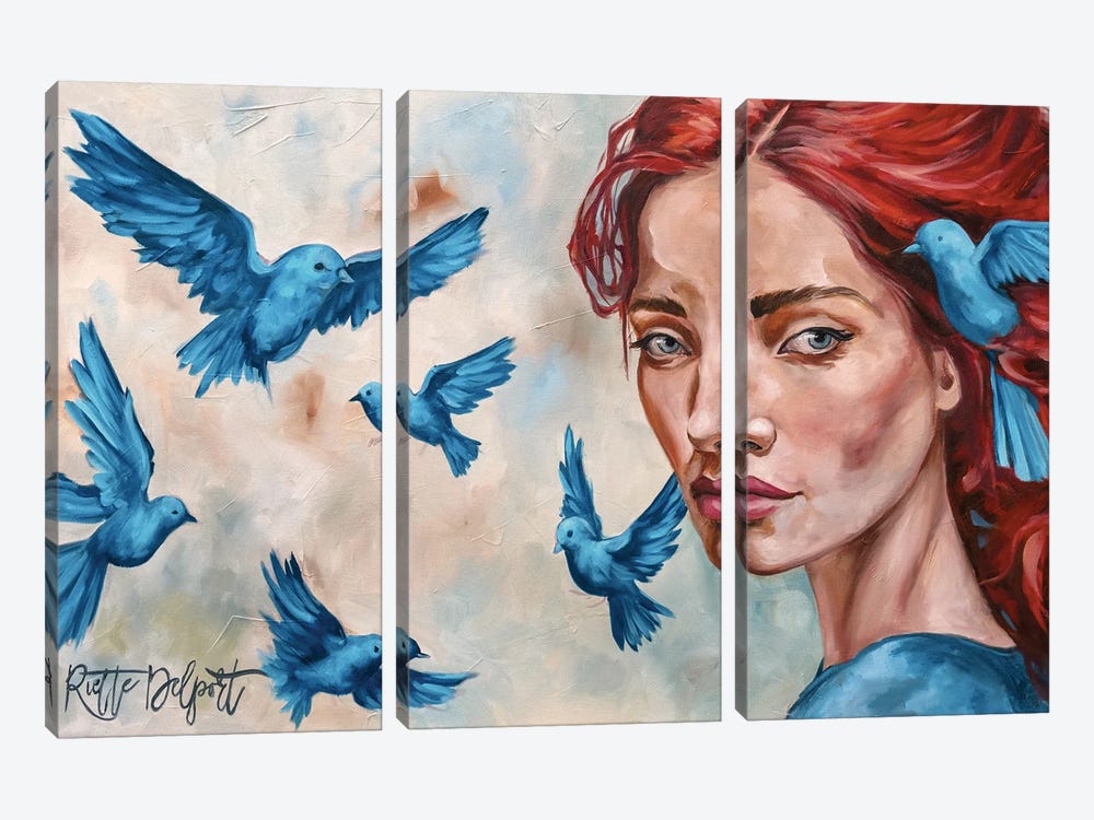 Blue Birds by Rut Art Creations 3-piece Art Print