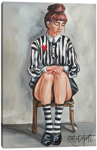 Lady In Stripes Canvas Art Print - Rut Art Creations