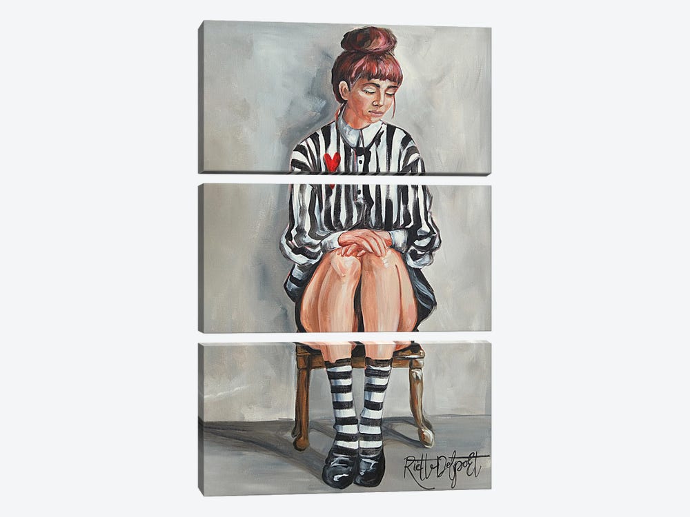 Lady In Stripes by Rut Art Creations 3-piece Canvas Print