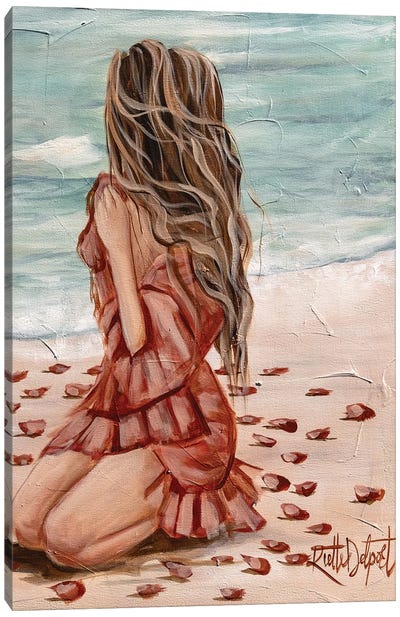 Girl On The Beach Canvas Art Print - Rut Art Creations