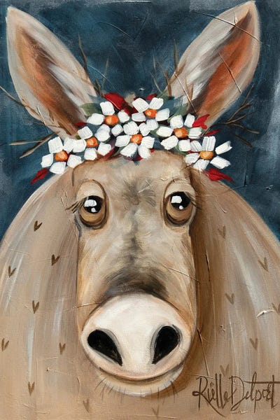 Donkeys: Donkey With Flower Crown by Rut Art Creations