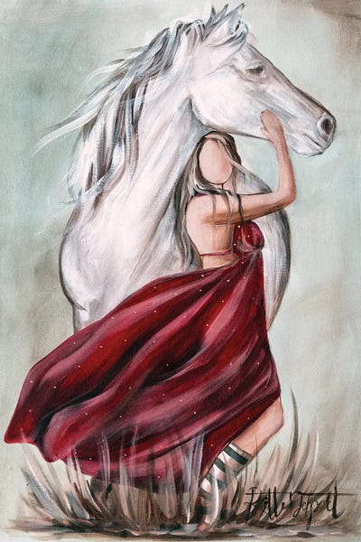 Fine Art Print: Red Dress White Horse by Rut Art Creations