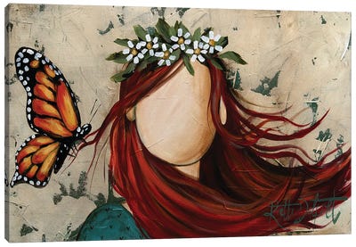Red Hair Butterfly Canvas Art Print - Rut Art Creations