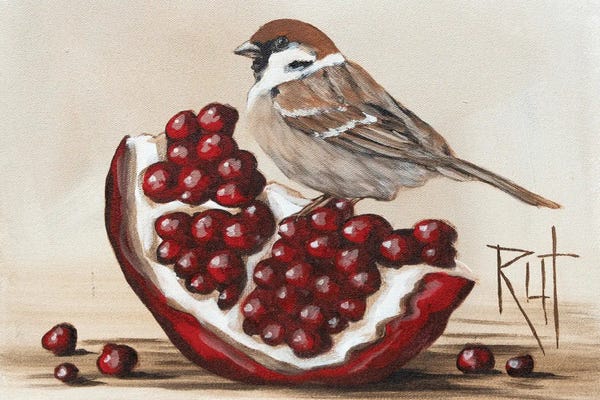 Sparrows: Sparrow And Garnet by Rut Art Creations