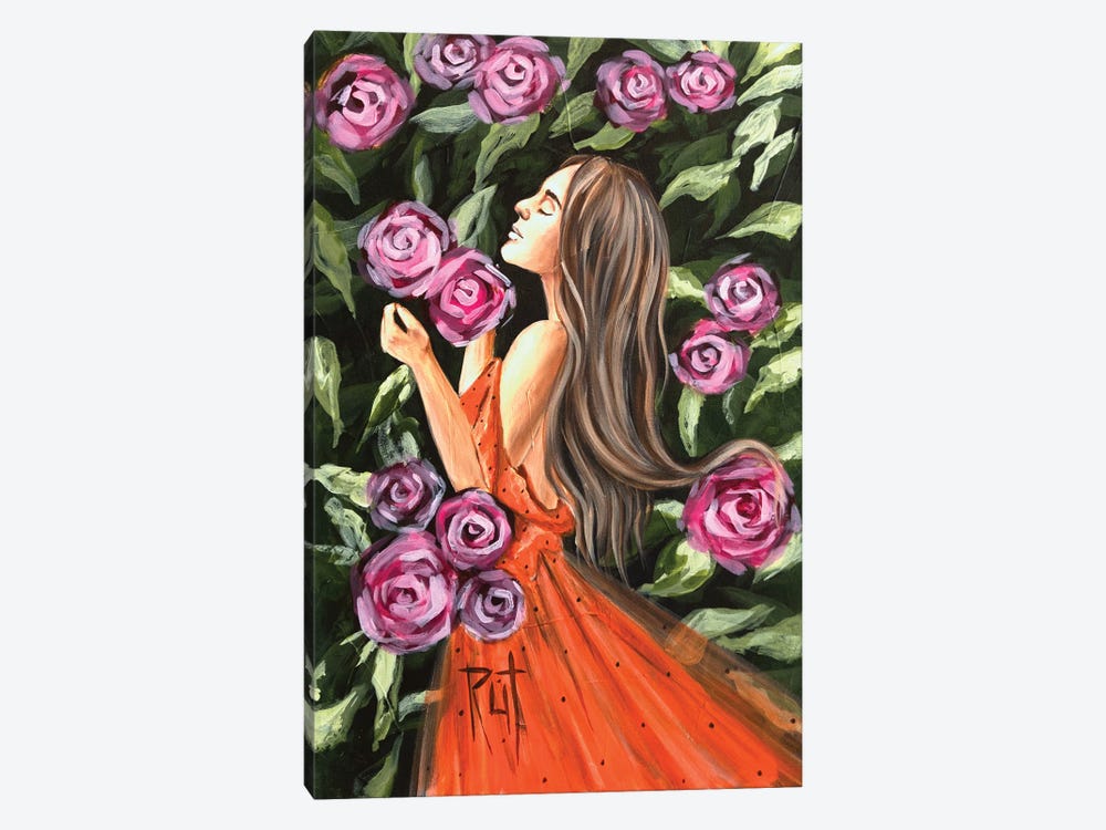Girl With Orange Dress by Rut Art Creations 1-piece Canvas Print