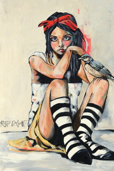 Fine Art Print: Birdsong And Stripes by Rut Art Creations