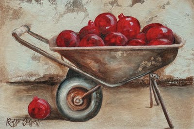 Rut Art Creations - Steelpix Metal Wall Art: Wheelbarrow Full Of Pomegranates by Rut Art Creations
