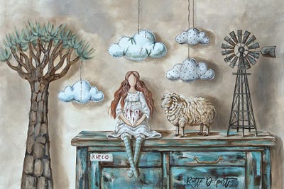 Rut Art Creations - Framed Canvas Art: Opgestopte Gelapte Wolkies by Rut Art Creations