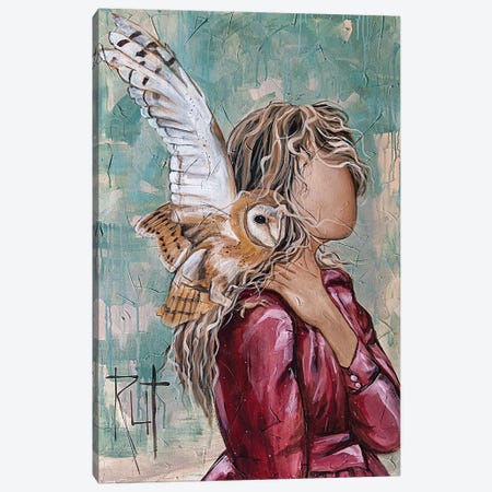 Girl With Owl Canvas Print #RAZ46} by Rut Art Creations Art Print