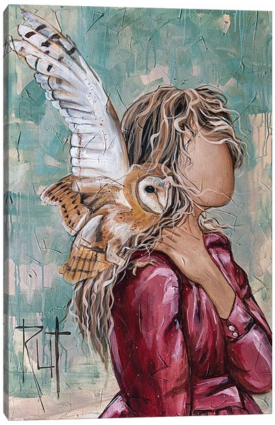 Girl With Owl Canvas Art Print - Rut Art Creations