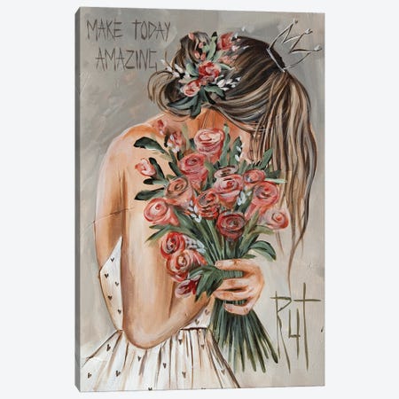 Make Today Amazing (Flowers) Canvas Print #RAZ50} by Rut Art Creations Art Print