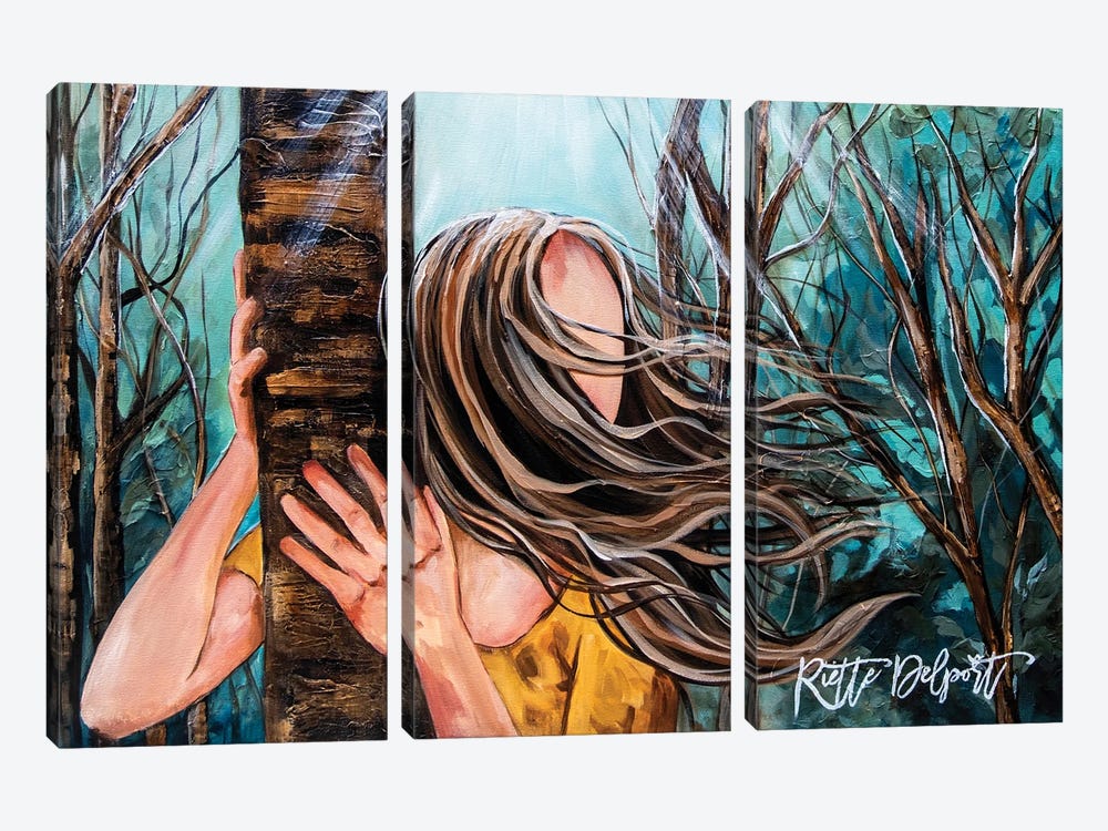 Girl In Woods by Rut Art Creations 3-piece Canvas Wall Art