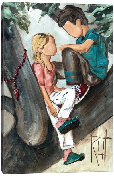 Children In Tree Canvas Art Print - Unconditional Love