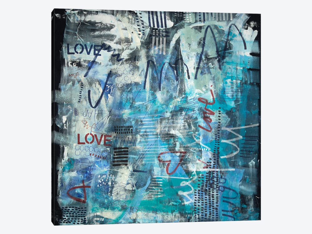 Love Me On Denim by Studio B 1-piece Canvas Wall Art
