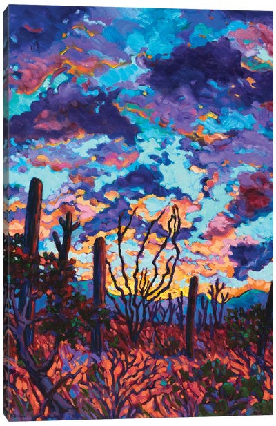 Desert Dusk Canvas Art Print - Cactus Art