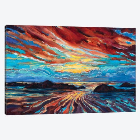 Beach Sunset Canvas Print #RBC4} by Rebecca Baldwin Canvas Print