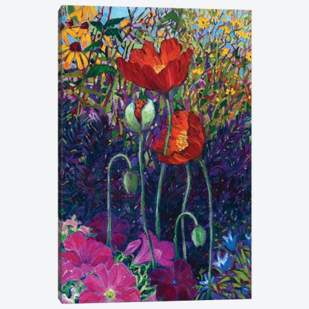 Poppies And Petunias Canvas Print #RBC69} by Rebecca Baldwin Canvas Print