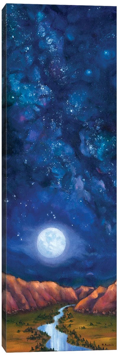 Man In The Moon Canvas Art Print - Blue Art