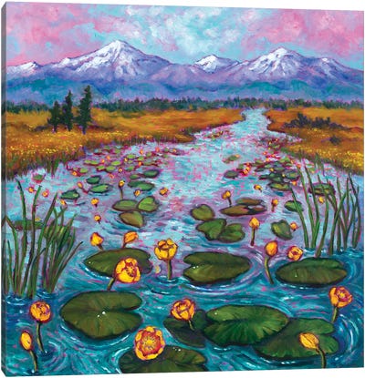 Mountain Lake Lilies Canvas Art Print - Rebecca Baldwin