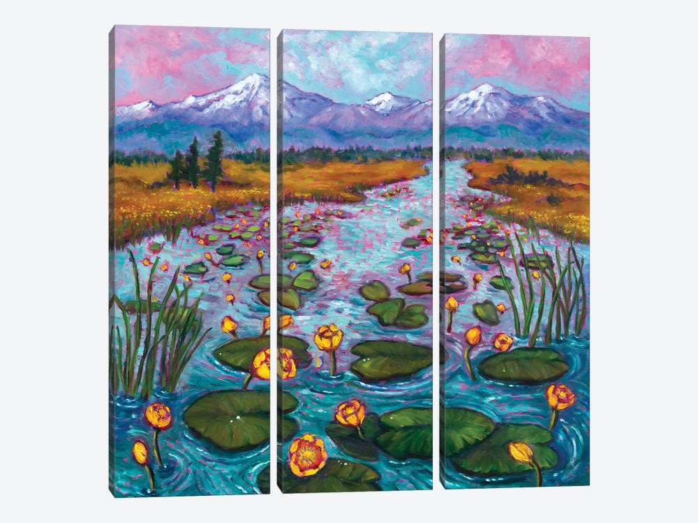 Mountain Lake Lilies by Rebecca Baldwin 3-piece Canvas Artwork