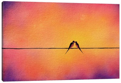 When We Land Canvas Art Print - Birds On A Wire