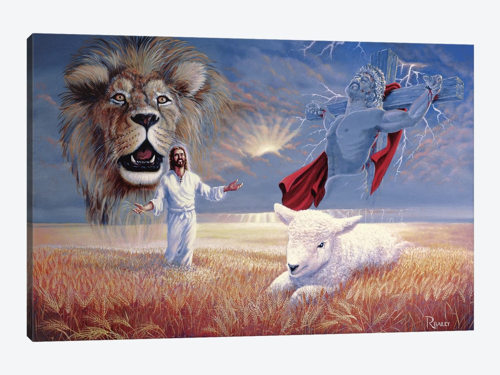 Lion And Lamb by Rod Bailey 1-piece Canvas Art