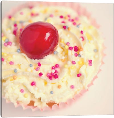 Cherry Cupcake Canvas Art Print - Cake & Cupcake Art