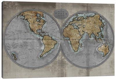 Map Of The World Canvas Art Print - 3-Piece Map Art