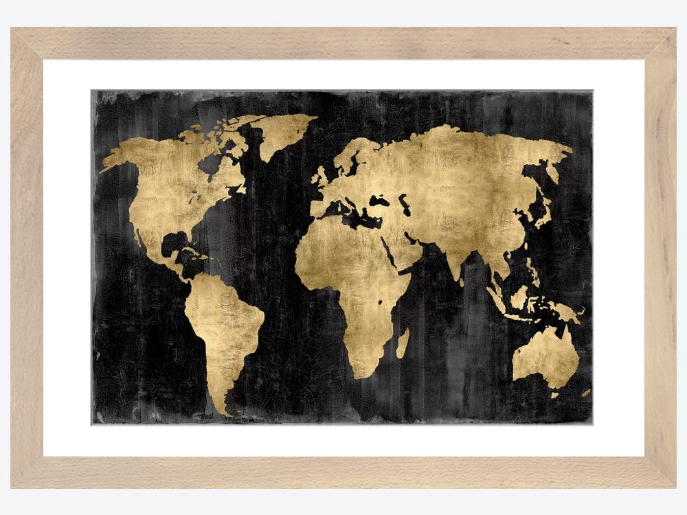 The World - Gold On Black Art Print by Russell Brennan | iCanvas