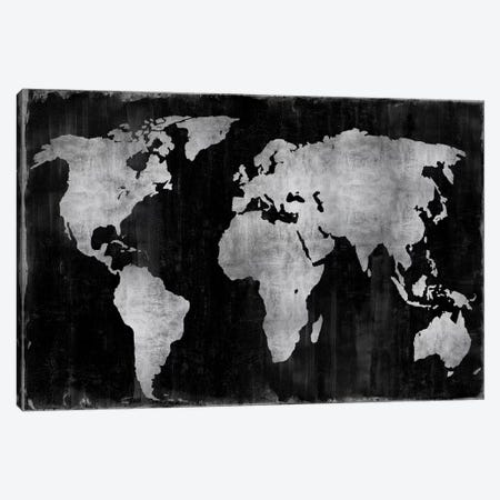 The World - Silver On Black Canvas Print #RBR19} by Russell Brennan Canvas Art Print