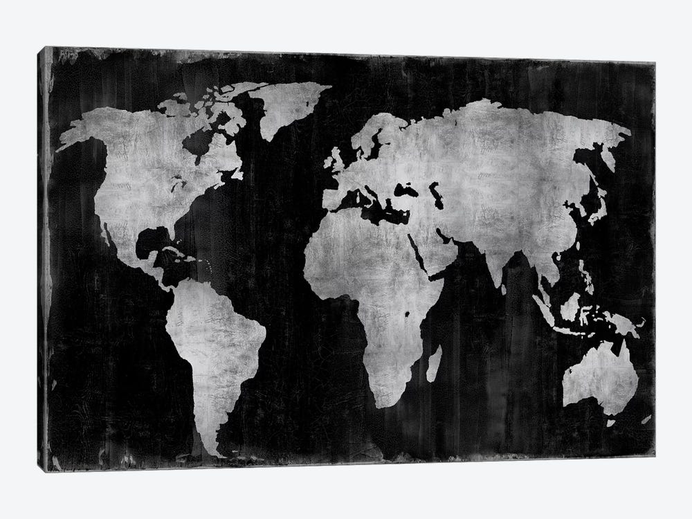 The World - Silver On Black by Russell Brennan 1-piece Art Print
